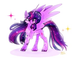 Size: 1368x1074 | Tagged: safe, artist:petaltwinkle, derpibooru import, twilight sparkle, twilight sparkle (alicorn), alicorn, pony, chest fluff, coat markings, dappled, ear fluff, ears, simple background, solo, white background