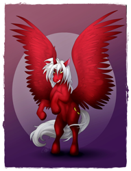 Size: 938x1227 | Tagged: safe, artist:ezrastarscale, derpibooru import, oc, oc:draco scales, alicorn, rearing, spread wings, wings