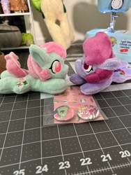 Size: 1536x2048 | Tagged: safe, artist:hibiscusstitch, derpibooru import, berry punch, berryshine, minty, earth pony, g3, duo, female, irl, photo, plushie
