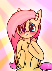 Size: 1088x1484 | Tagged: safe, artist:neonshy02, derpibooru import, fluttershy, pegasus, pony, blushing, cute, hoof on chest, looking at you, shyabetes, solo