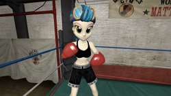 Size: 1920x1080 | Tagged: safe, artist:oatmeal!, derpibooru import, indigo zap, human, equestria girls, 3d, accessory swap, athletic, boxing, boxing gloves, boxing ring, clothes, gmod, shorts, solo, sports, sports bra