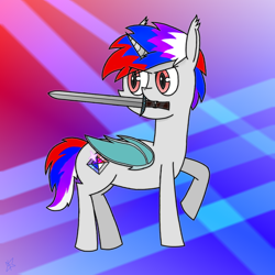 Size: 2798x2798 | Tagged: safe, artist:neonshy02, derpibooru import, oc, pony, mouth hold, solo, sword, weapon