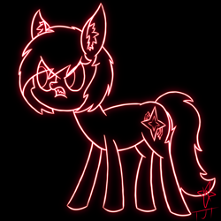 Size: 2000x2000 | Tagged: safe, artist:neonshy02, derpibooru import, oc, oc only, oc:neon shy, earth pony, pony, angry, black background, earth pony oc, eye clipping through hair, frown, high res, neon, newbie artist training grounds, signature, simple background, solo, teeth