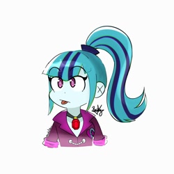 Size: 2000x2000 | Tagged: safe, artist:darukee, derpibooru import, sonata dusk, equestria girls, bust, female, simple background, solo, tongue, tongue out, white background