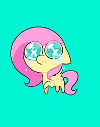 Size: 1074x1368 | Tagged: safe, artist:petaltwinkle, derpibooru import, part of a set, fluttershy, pegasus, pony, chibi, ears, eye shimmer, floppy ears, simple background, solo