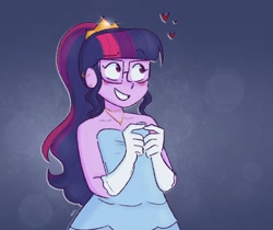 Size: 2048x1722 | Tagged: safe, artist:sunsetslight, derpibooru import, sci-twi, twilight sparkle, equestria girls, bare shoulders, clothes, dress, female, heart, sleeveless, solo