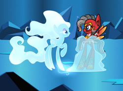 Size: 1024x757 | Tagged: safe, derpibooru import, oc, oc only, oc:hot spot, oc:sheer cold, earth pony, object pony, original species, pegasus, pony, female, ice, ice pony, mare