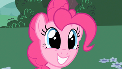 Size: 1280x720 | Tagged: safe, derpibooru import, screencap, pinkie pie, earth pony, pony, baby cakes, cute, diapinkes, smiling, solo