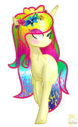 Size: 295x480 | Tagged: safe, artist:angellightyt, derpibooru import, oc, oc only, pony, unicorn, base used, eyelashes, female, flower, flower in hair, horn, mare, simple background, smiling, solo, transparent background, unicorn oc