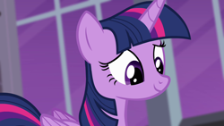 Size: 1280x720 | Tagged: safe, derpibooru import, screencap, twilight sparkle, twilight sparkle (alicorn), alicorn, princess twilight sparkle (episode), cute, smiling, solo, twiabetes, window