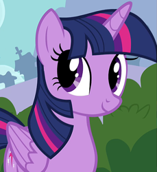 Size: 891x973 | Tagged: safe, derpibooru import, screencap, twilight sparkle, twilight sparkle (alicorn), alicorn, pony, it ain't easy being breezies, season 4, cropped, cute, female, folded wings, mare, smiling, twiabetes, wings