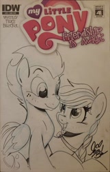 Size: 1976x3060 | Tagged: safe, artist:jennblake, derpibooru import, oc, oc only, oc:ambrosia, oc:wing, earth pony, pegasus, pony, comic cover, commission, couple, sketch