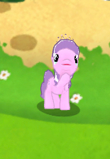 Size: 155x224 | Tagged: safe, derpibooru import, screencap, diamond tiara, earth pony, pony, gameloft, looking up, waving