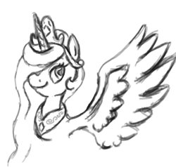 Size: 795x758 | Tagged: safe, artist:phillnana, derpibooru import, princess celestia, alicorn, pony, female, mare, sketch, solo