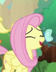 Size: 323x415 | Tagged: safe, derpibooru import, screencap, fluttershy, pegasus, pony, happy