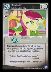 Size: 344x480 | Tagged: safe, derpibooru import, roseluck, the cutie pox, ccg, enterplay, merchandise, scared, solo