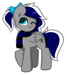 Size: 2904x3248 | Tagged: safe, artist:kittyrosie, derpibooru import, oc, oc only, pegasus, pony, clothes, one eye closed, pegasus oc, scarf, simple background, solo, striped scarf, transparent background