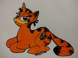 Size: 1080x810 | Tagged: safe, artist:vickycmarie, derpibooru import, oc, pony, unicorn, garfield, sketch, traditional art