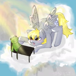 Size: 2048x2048 | Tagged: safe, artist:st4r_b1t, derpibooru import, derpy hooves, frog, cloud, light