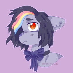 Size: 1500x1500 | Tagged: safe, artist:funnyhat12, derpibooru import, oc, oc only, earth pony, pony, bowtie, bust, portrait, simple background, solo