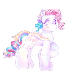 Size: 1500x1500 | Tagged: safe, artist:funnyhat12, derpibooru import, earth pony, pony, g1, rainbow curl pony, raincurl, simple background, solo