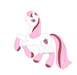 Size: 1771x1734 | Tagged: safe, artist:funnyhat12, derpibooru import, oc, oc only, oc:strawberry smoothie (funnyhat12), pony, unicorn, g2, simple background, solo, white background
