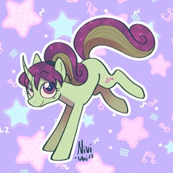 Size: 2000x2000 | Tagged: safe, artist:gop_goopy, derpibooru import, oc, pony, unicorn, music, signature, stars