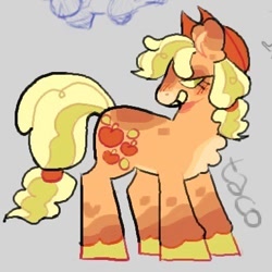 Size: 386x386 | Tagged: safe, artist:tacoscribs, derpibooru import, applejack, earth pony, pony, applejack's hat, clothes, cowboy hat, hat, redesign, solo, tail, tail band