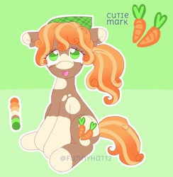 Size: 1654x1695 | Tagged: safe, artist:funnyhat12, derpibooru import, oc, oc only, earth pony, pony, adoptable, female, gradient background, reference sheet, solo