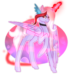 Size: 662x725 | Tagged: safe, artist:angellightyt, derpibooru import, oc, oc only, alicorn, pony, alicorn oc, base used, choker, female, glowing, glowing horn, horn, mare, raised hoof, raised leg, simple background, solo, transparent background, wings