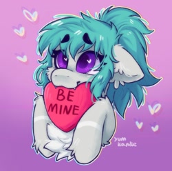 Size: 1844x1832 | Tagged: safe, artist:yumkandie, derpibooru import, oc, oc only, biting, eyebrows, eyebrows visible through hair, heart, heart eyes, hearts and hooves day, ponytail, wingding eyes