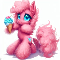 Size: 1024x1024 | Tagged: safe, derpibooru import, machine learning generated, pinkie pie, pony, female, food, ice cream, mare