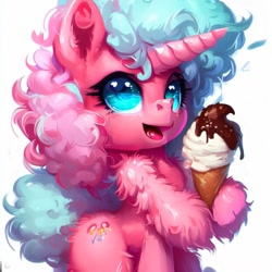 Size: 1024x1024 | Tagged: safe, derpibooru import, machine learning generated, pinkie pie, pony, female, food, ice cream, mare