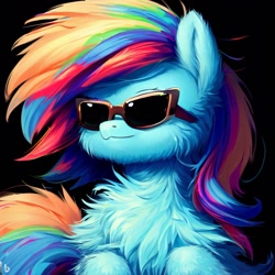 Size: 1024x1024 | Tagged: safe, derpibooru import, machine learning generated, rainbow dash, pegasus, female, mare, sunglasses