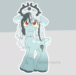 Size: 1519x1488 | Tagged: safe, artist:funnyhat12, derpibooru import, oc, oc only, deer, deer pony, original species, pony, undead, zombie, zombie pony, adoptable, gradient background, solo