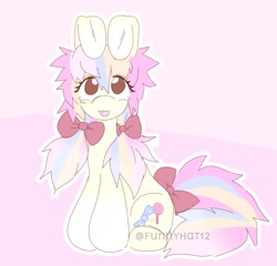 Size: 1593x1531 | Tagged: safe, artist:funnyhat12, derpibooru import, oc, oc only, pony, adoptable, bunny pony, gradient background, solo