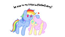 Size: 1280x720 | Tagged: safe, artist:fluttersdoodles, derpibooru import, fluttershy, rainbow dash, female, flutterdash, heart, lesbian, shipping, talking