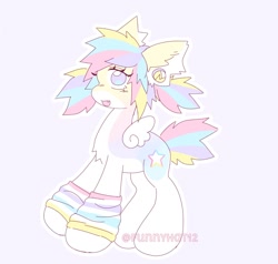 Size: 1577x1504 | Tagged: safe, artist:funnyhat12, derpibooru import, oc, oc only, pegasus, pony, adoptable, clothes, countershading, leg warmers, simple background, solo