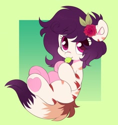 Size: 1135x1200 | Tagged: safe, artist:tamabel, derpibooru import, oc, oc only, earth pony, pony, eating, food, gradient background, popsicle, solo