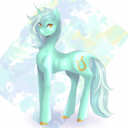 Size: 2048x2048 | Tagged: safe, artist:brot-art, derpibooru import, lyra heartstrings, pony, unicorn, abstract background, colored pupils, solo