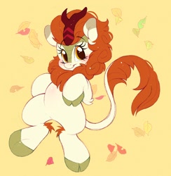 Size: 1170x1200 | Tagged: safe, artist:tamabel, derpibooru import, autumn blaze, kirin, pony, simple background, solo