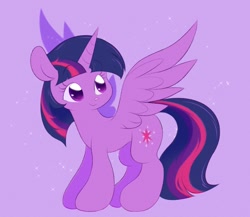 Size: 1249x1085 | Tagged: safe, artist:tamabel, derpibooru import, twilight sparkle, twilight sparkle (alicorn), alicorn, pony, purple background, simple background, solo