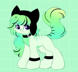 Size: 1316x1220 | Tagged: safe, artist:tamabel, derpibooru import, oc, oc only, cat, cat pony, original species, pony, adoptable, collar, hat, simple background, solo, wristband