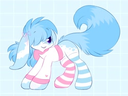 Size: 1600x1200 | Tagged: safe, artist:tamabel, derpibooru import, oc, oc only, earth pony, pony, adoptable, clothes, hoodie, simple background, socks, solo