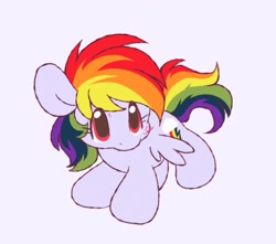 Size: 1312x1161 | Tagged: safe, artist:tamabel, derpibooru import, rainbow dash, pegasus, pony, chibi, simple background, solo