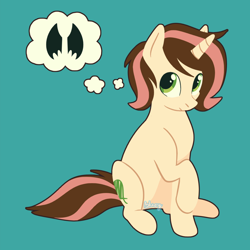 Size: 1280x1280 | Tagged: safe, artist:flightless-fox, derpibooru import, oc, oc only, unicorn, solo, thought bubble