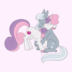 Size: 4096x4096 | Tagged: safe, artist:fizzlefer, derpibooru import, silver spoon, sweetie belle, earth pony, pony, unicorn, duo, shipping, simple background