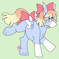 Size: 2000x2000 | Tagged: safe, artist:fizzlefer, derpibooru import, oc, oc only, oc:sunny hunny, pegasus, pony, bow, hair bow, simple background, solo, tail, tail bow