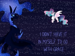 Size: 4096x3072 | Tagged: safe, artist:fizzlefer, derpibooru import, part of a set, nightmare moon, princess celestia, alicorn, pony, dialogue, duo, gradient background