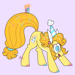 Size: 3000x3000 | Tagged: safe, artist:fizzlefer, derpibooru import, oc, oc only, earth pony, pony, candle, hat, party hat, simple background, solo